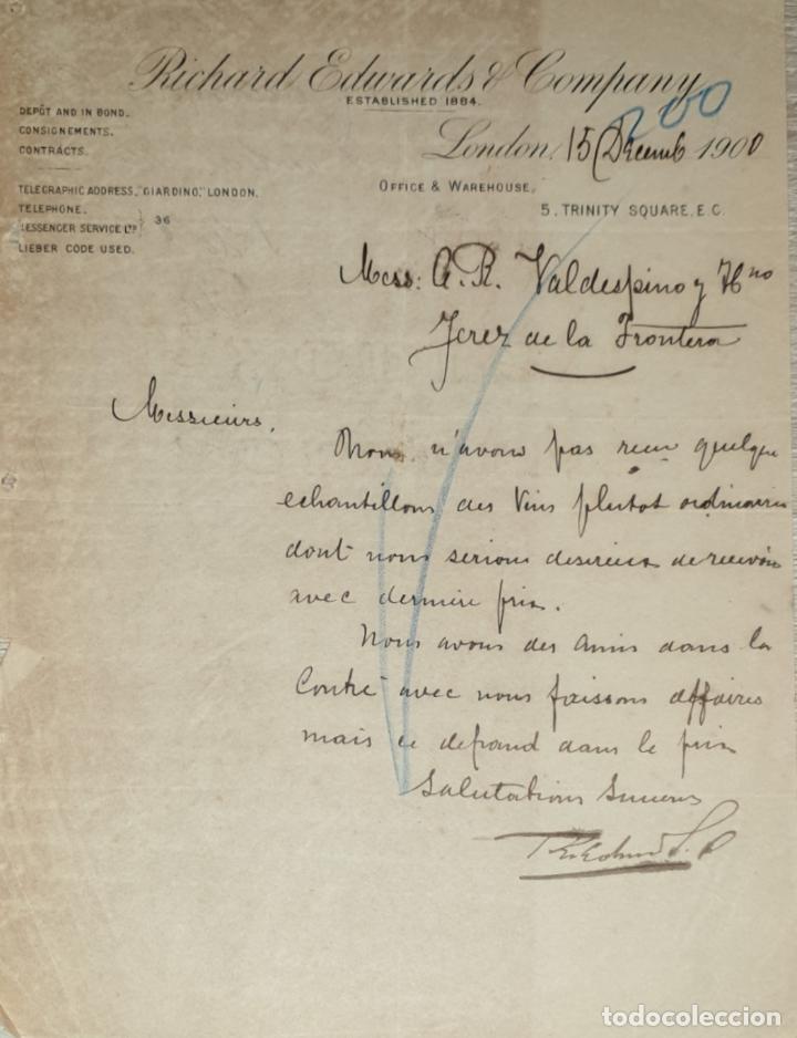 Lettres commerciales: Carta comercial. Richard Edwards Company. London 1900