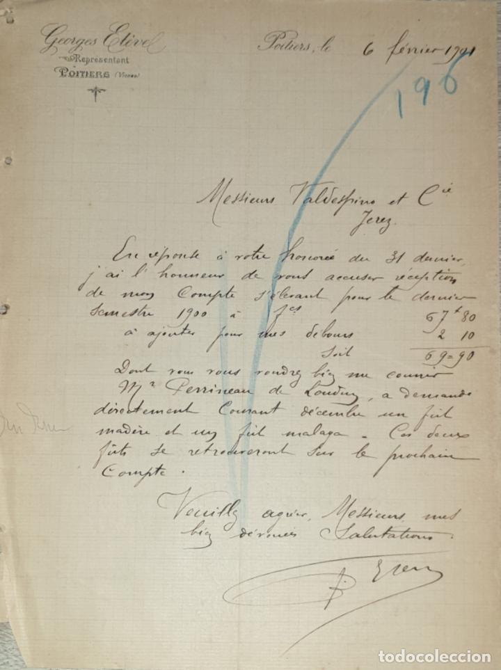 Lettres commerciales: Carta comercial. Georges Et&eacute;vel. Representant. Poitiers 1901