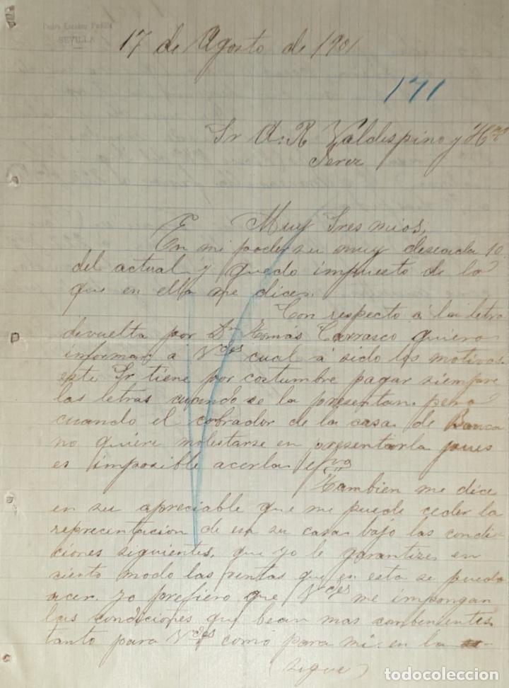 Lettres commerciales: Carta comercial. Pedro Escobar Padilla. Sevilla 1901