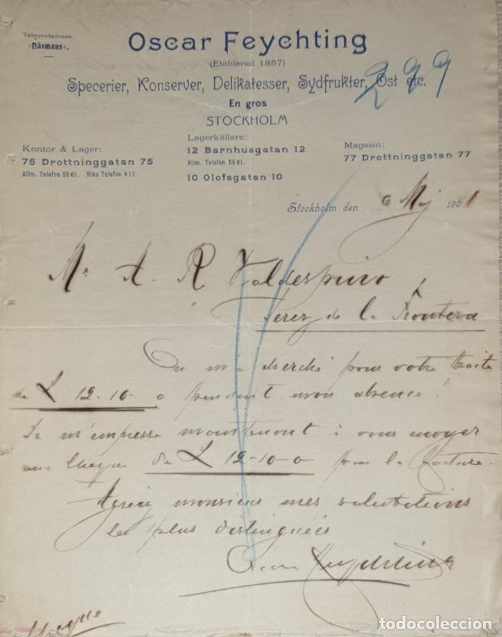 Lettres commerciales: Carta comercial. Oscar Feyehting. Stockholm 1901