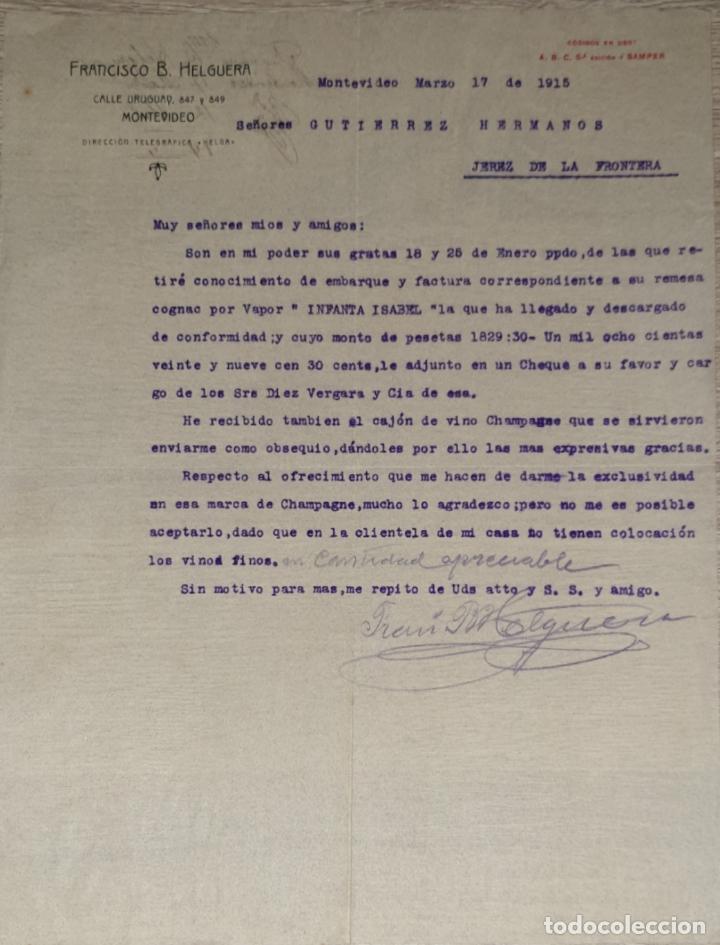 Lettres commerciales: Carta comercial. Francisco B. Helguera. Montevideo 1915