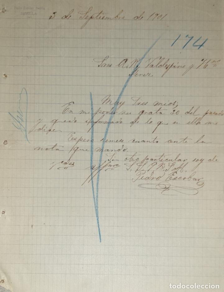 Lettres commerciales: Carta comercial. Pedro Escobar Padilla. Sevilla 1901