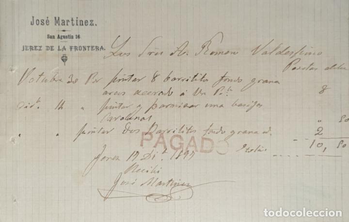 Lettres commerciales: Carta comercial. Jos&eacute; Martinez. Jerez de la Frontera 1897