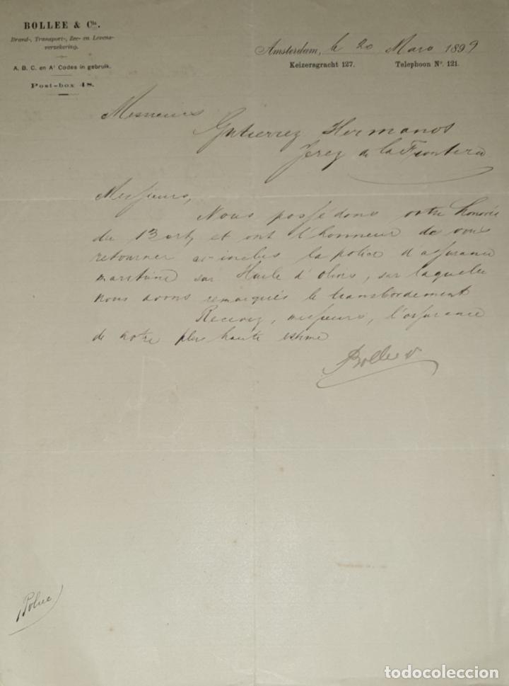 Lettres commerciales: Carta comercial. Bollee & C&iacute;e. Amsterdam 1899
