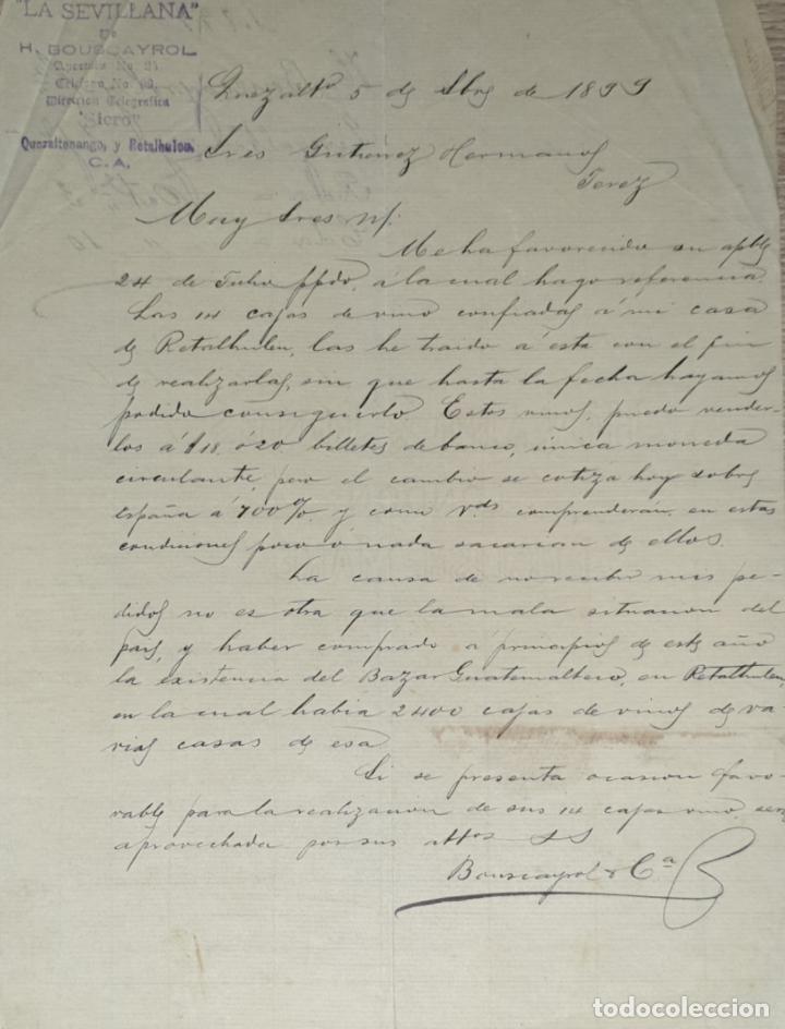 Commercial Letters: Carta comercial. H. Bouscayrol y C&ordf;. La Sevillana. Quezaltenango 1899