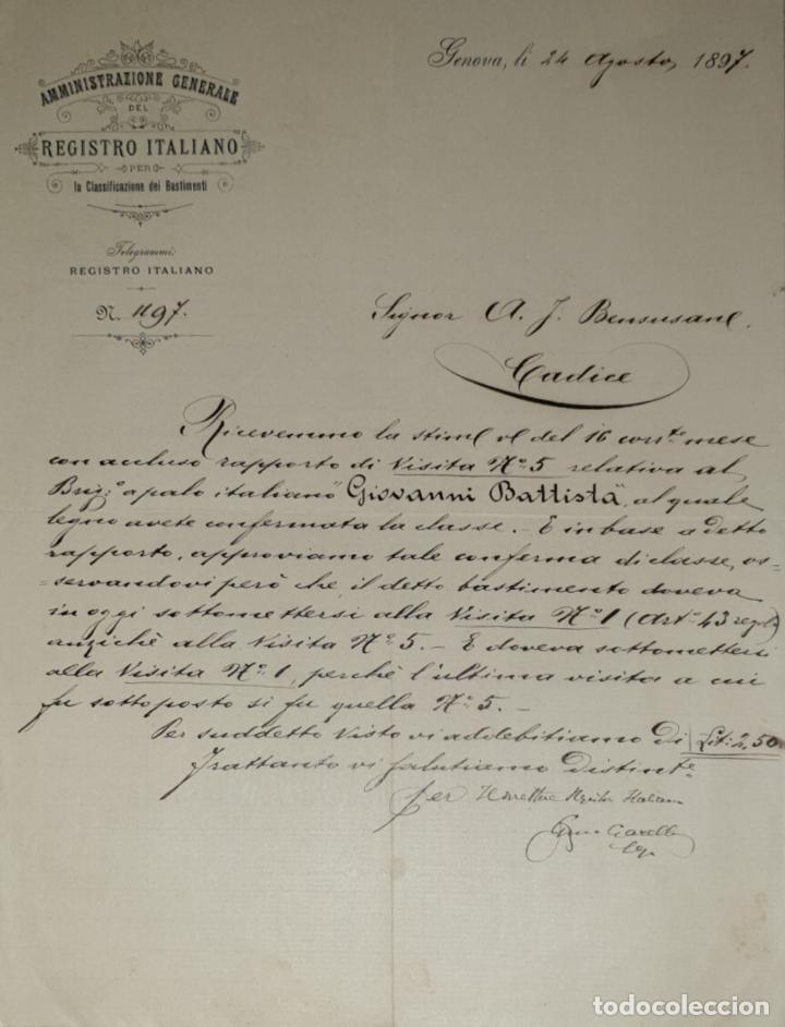 Lettres commerciales: Carta comercial.Amministrazione Generale  Registro Italiano.La Classificazione dei Bastimenti.1897