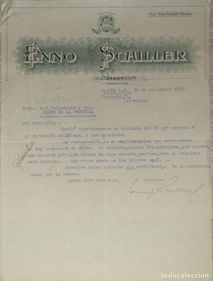 Lettres commerciales: Carta comercial. Enno Schiller. M&aacute;laga 1928