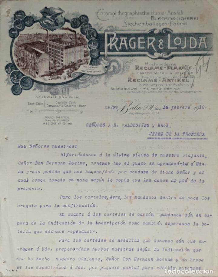 Lettres commerciales: Carta comercial. Prager & Lojda. Berlin 1912