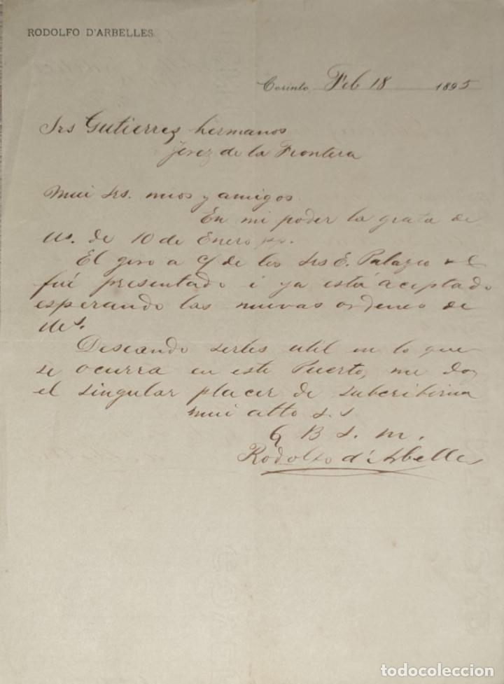 Lettres commerciales: Carta comercial. Rodolfo D&acute;Arbelles. Corinto 1895