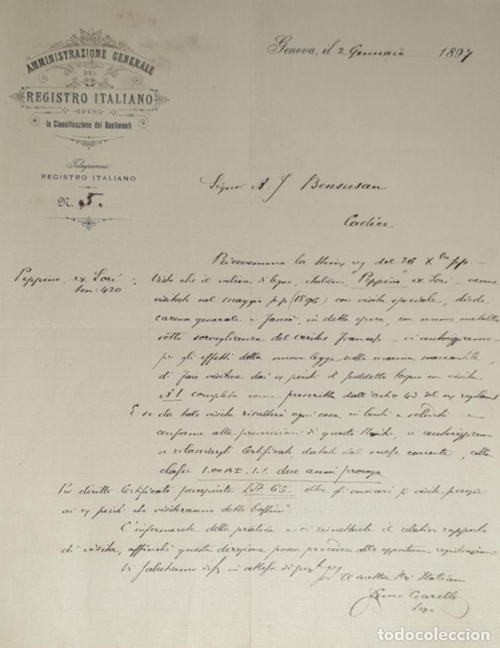 Gesch&auml;ftsbriefe: Carta comercial. Amministrazione Generale del Registro Italiano. G&eacute;nova 1897
