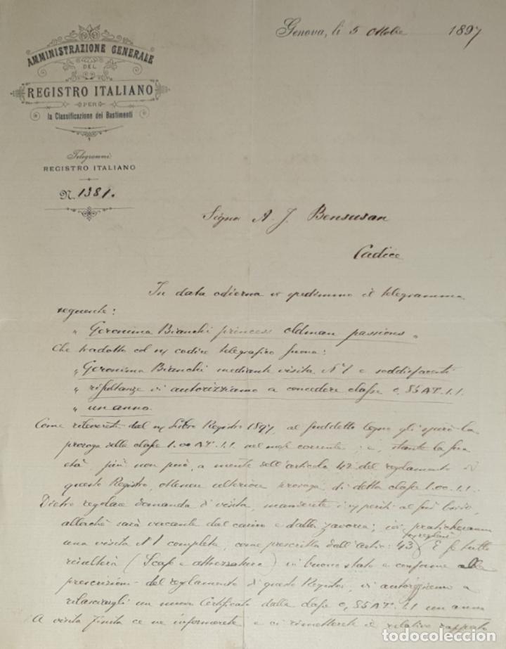 Gesch&auml;ftsbriefe: Carta comercial. Amministrazione Generale del Registro Italiano. Genova 1897