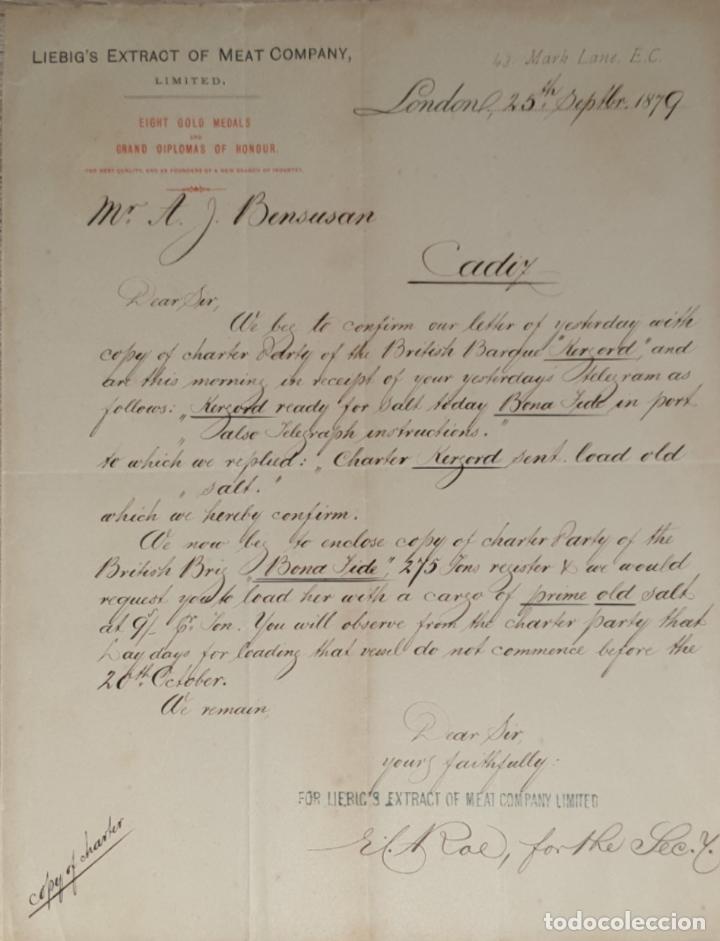 Gesch&auml;ftsbriefe: Carta comercial. Liebig&acute;s of Meat Company. London 1879