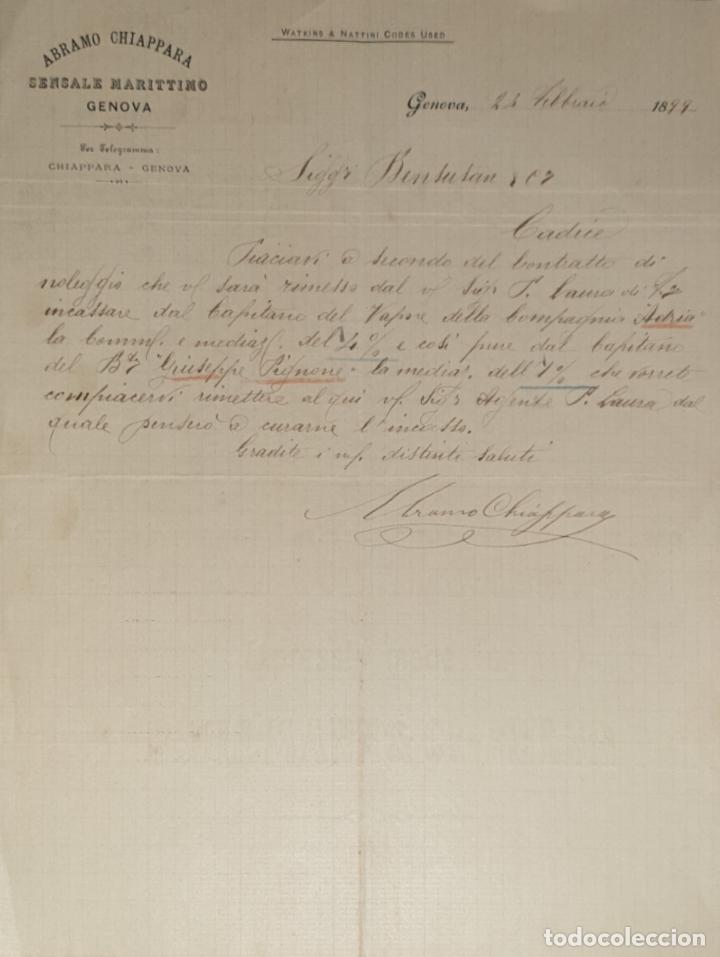Gesch&auml;ftsbriefe: Carta comercial. Abramo Chiaparra. Sensale Marittimo. Genova 1899