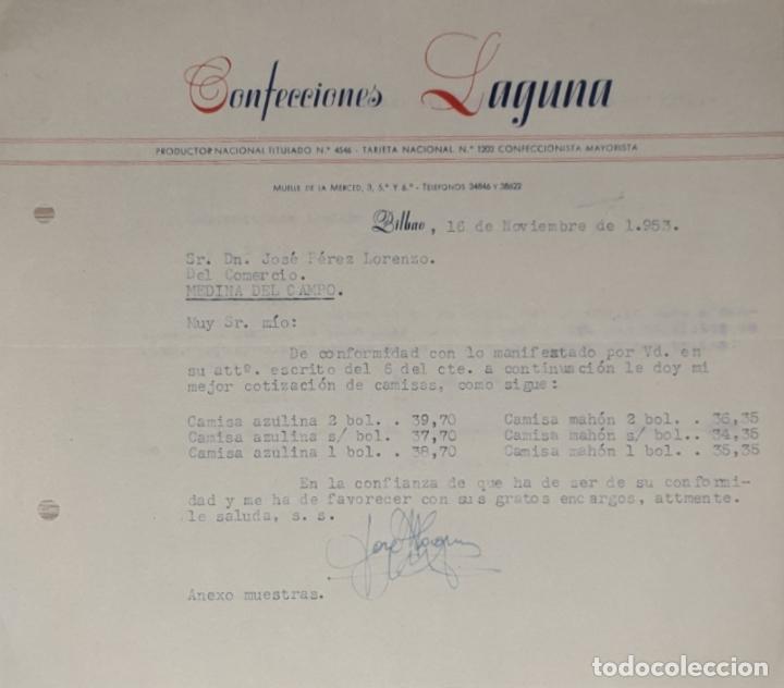 Gesch&auml;ftsbriefe: Carta comercial. Confecciones Laguna. Bilbao 1953