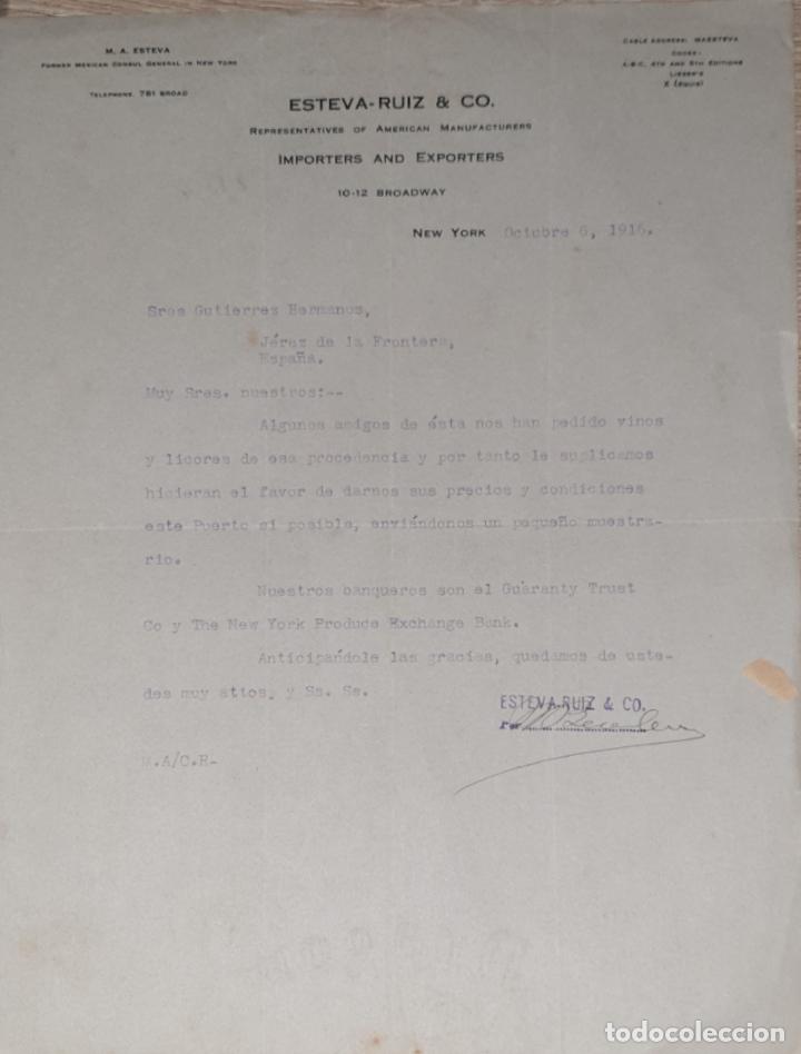 Lettres commerciales: Carta comercial. Esteva-Ruiz & C&ordm;. Representatives of American Manufacturers. New York 1915