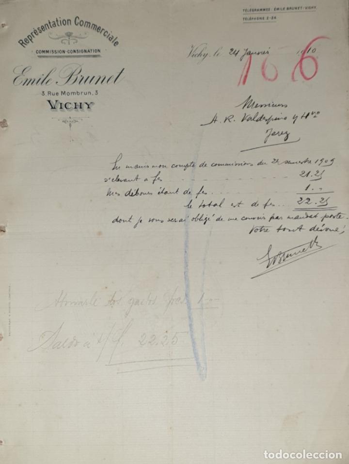Gesch&auml;ftsbriefe: Carta comercial. Emile Brunet. Repr&eacute;sentation Commerciale. Vichy 1910