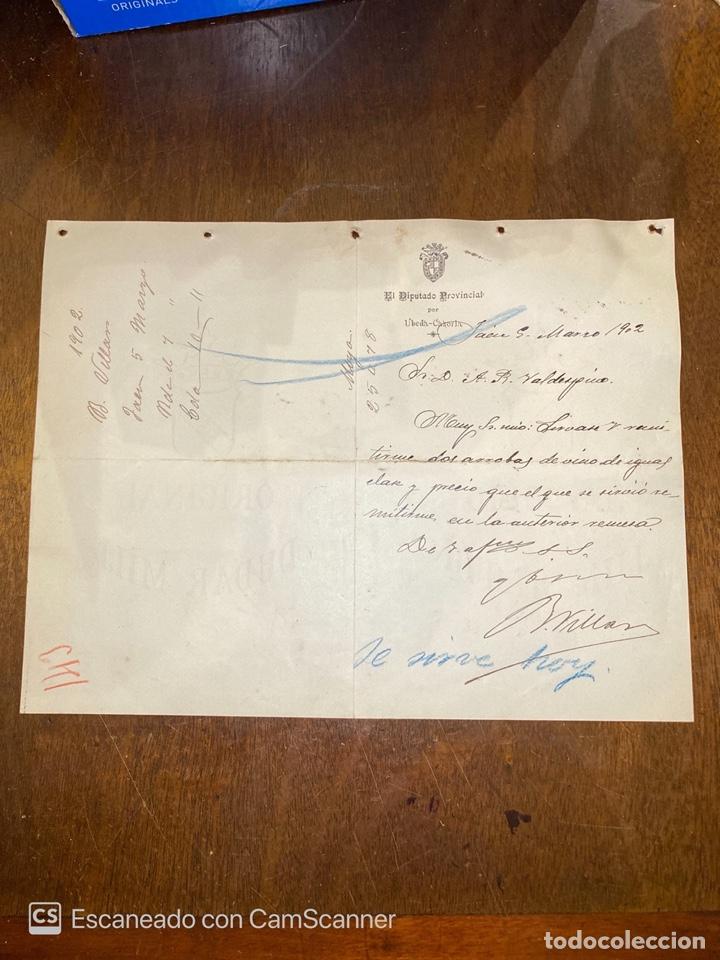 Lettres commerciales: CARTA COMERCIAL. DIPUTADO PROVINCIAL POR &Uacute;BEDA-CAZORLA. JAEN, 1902. DIRIGIDA A A.R. VALDESPINO.