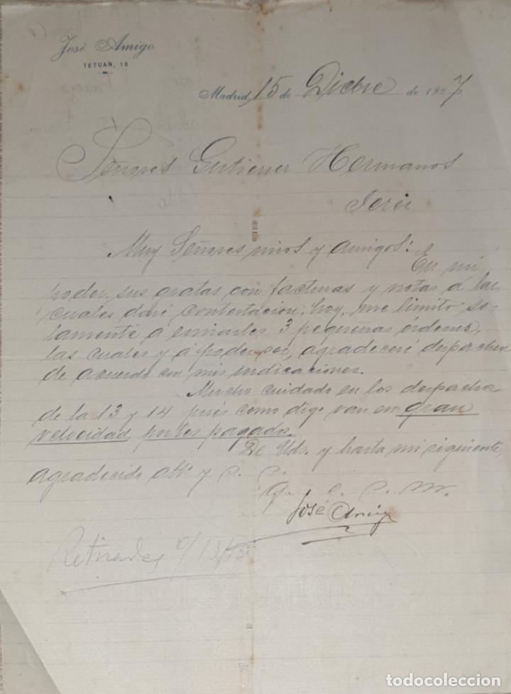 Lettres commerciales: Carta comercial. Jos&eacute; Amigo. Madrid. Espa&ntilde;a 1927