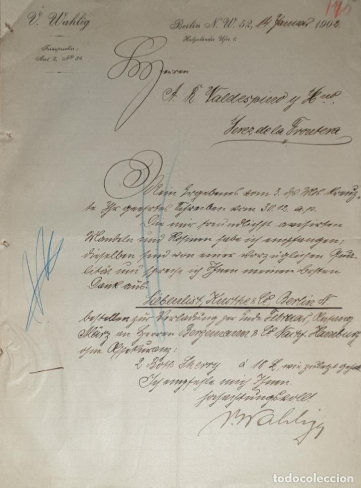 Lettres commerciales: Carta comercial. V. Wahlig. Berlin. Alemania 1902