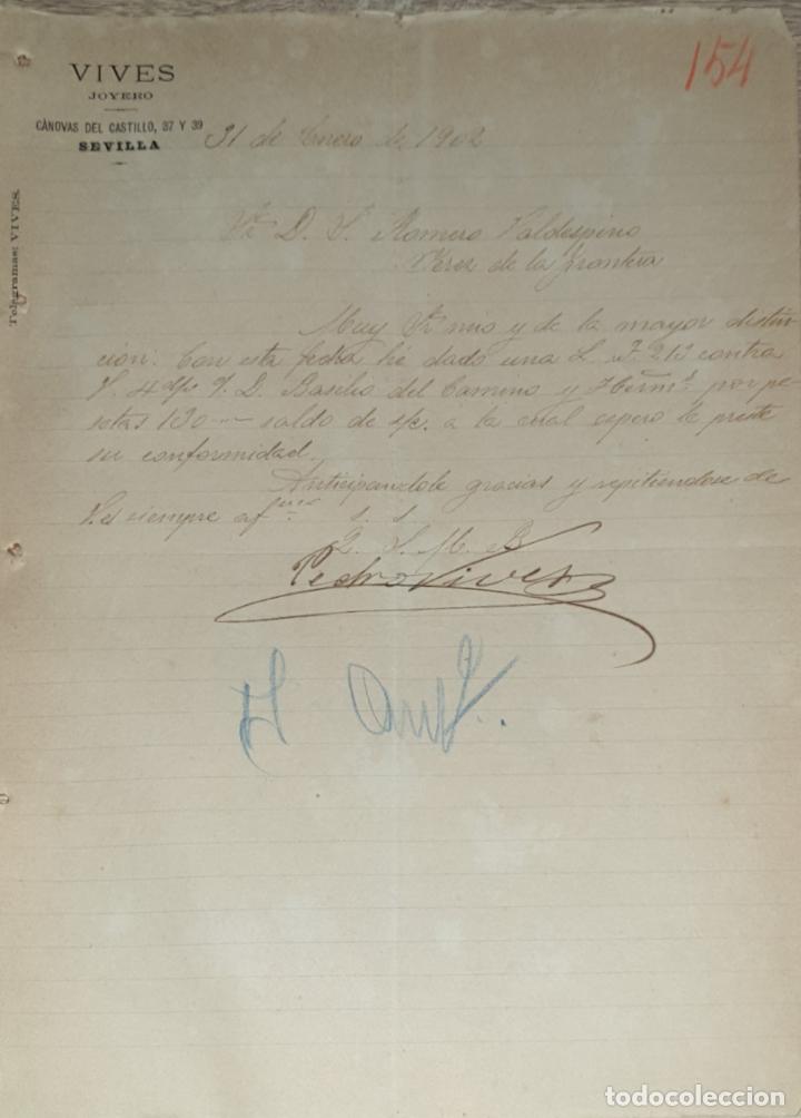 Cartas comerciales: Carta comercial. Vives. Joyero. Sevilla. Espa&ntilde;a 1902