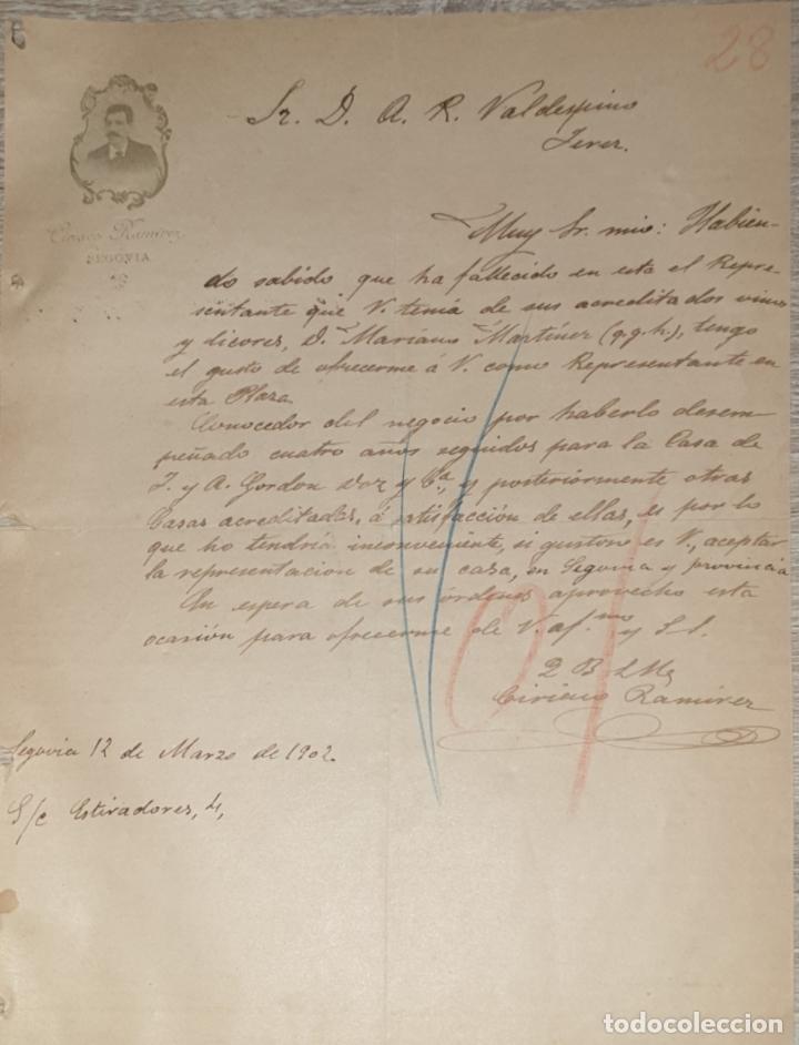 Lettres commerciales: Carta comercial. Ciriaco Ramirez. Segovia. Espa&ntilde;a 1902