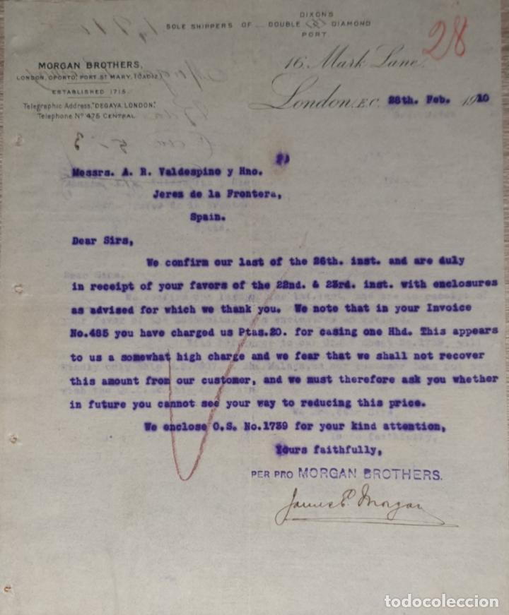 Gesch&auml;ftsbriefe: Carta comercial. Morgan Brother. London 1910