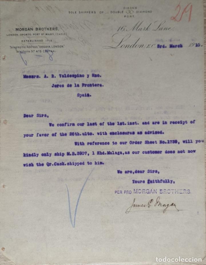 Gesch&auml;ftsbriefe: Carta comercial. Morgan Brothers. London 1910