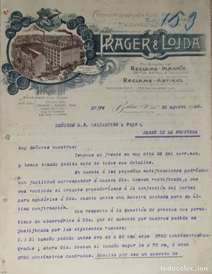 Gesch&auml;ftsbriefe: Carta comercial. Prager & Lojda. Berl&iacute;n 1910