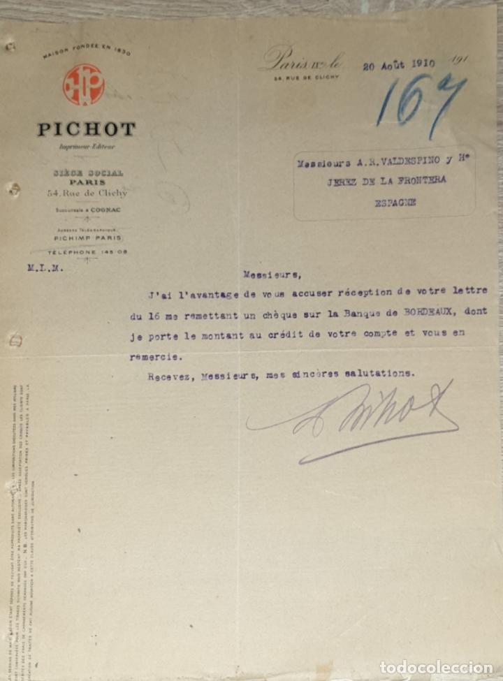 Gesch&auml;ftsbriefe: Carta comercial. Pichot. Imprimeur Editeur. Par&iacute;s 1910