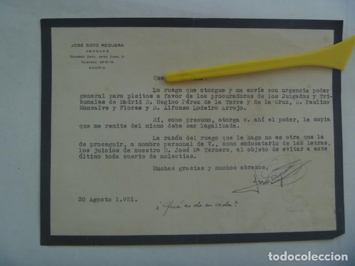 Cartas comerciales: CARTA DE LUTO DE ABOGADO DE MADRID A CLIENTE. 1951 - Foto 1