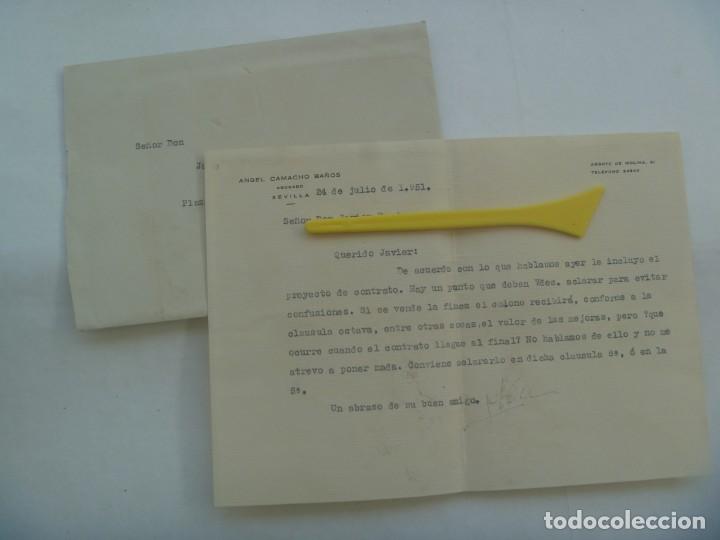 Gesch&auml;ftsbriefe: CARTA DE ABOGADO DE SEVILLA A CLIENTE , 1951. SOBRE VENTA DE TIERRAS A COLONO