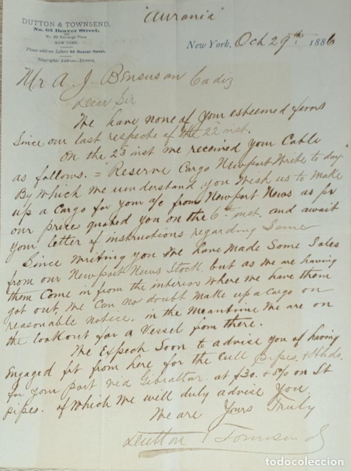 Cartas comerciales: Carta comercial. Dutton & Townsend. New York 1886 - Foto 1