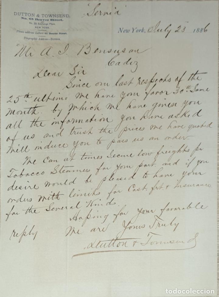Cartas comerciales: Carta comercial. Dutton & Townsend. New York 1886 - Foto 1