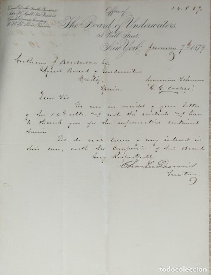 Lettres commerciales: Carta comercial. The Board of Underwriters. New York 1879