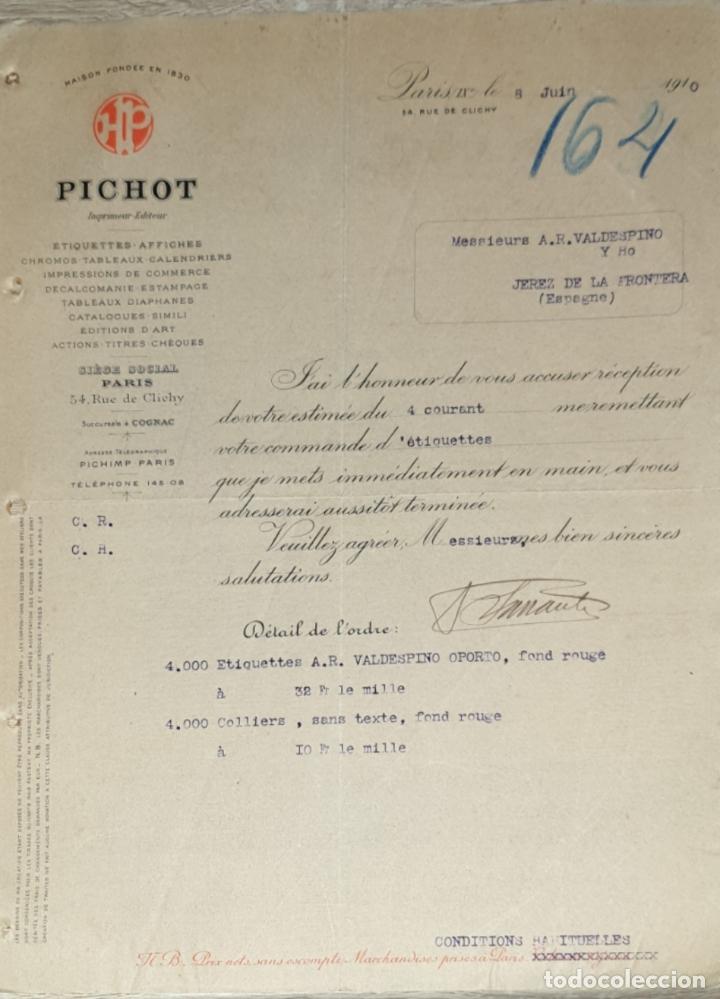 Gesch&auml;ftsbriefe: Carta comercial. Pichot. Imprimeur Editeur. Paris 1910
