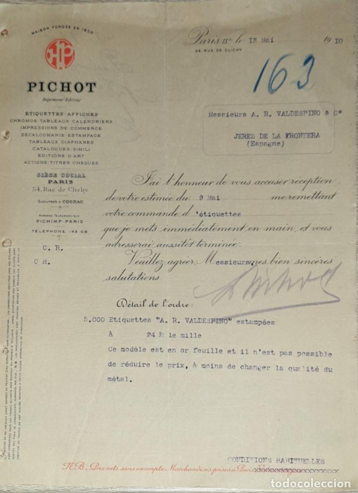 Gesch&auml;ftsbriefe: Carta comercial. Pichot. Imprimeur Editeur. Paris 1910
