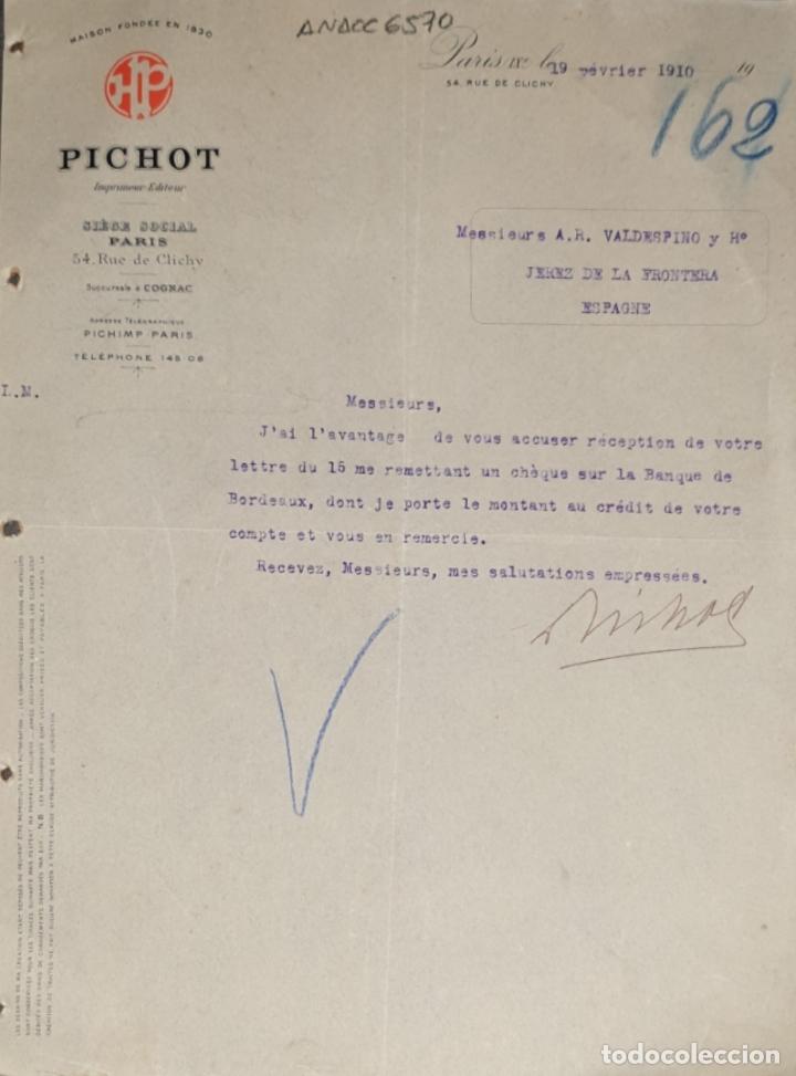Gesch&auml;ftsbriefe: Carta comercial. Pichot. Imprimeur Editeur. Paris 1910