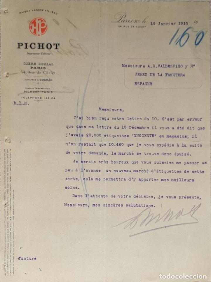 Gesch&auml;ftsbriefe: Carta comercial. Pichot. Imprimeur Editeur. Paris 1910