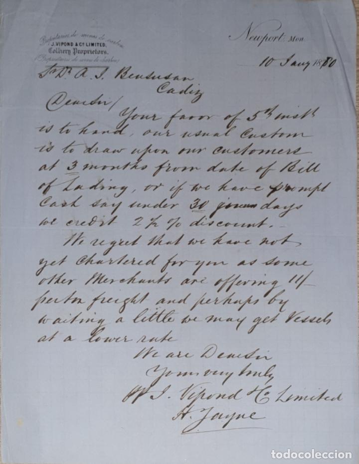 Cartas comerciais: Carta comercial. J. Vipond & C&ordm; Limited. Newport. EEUU. 1880