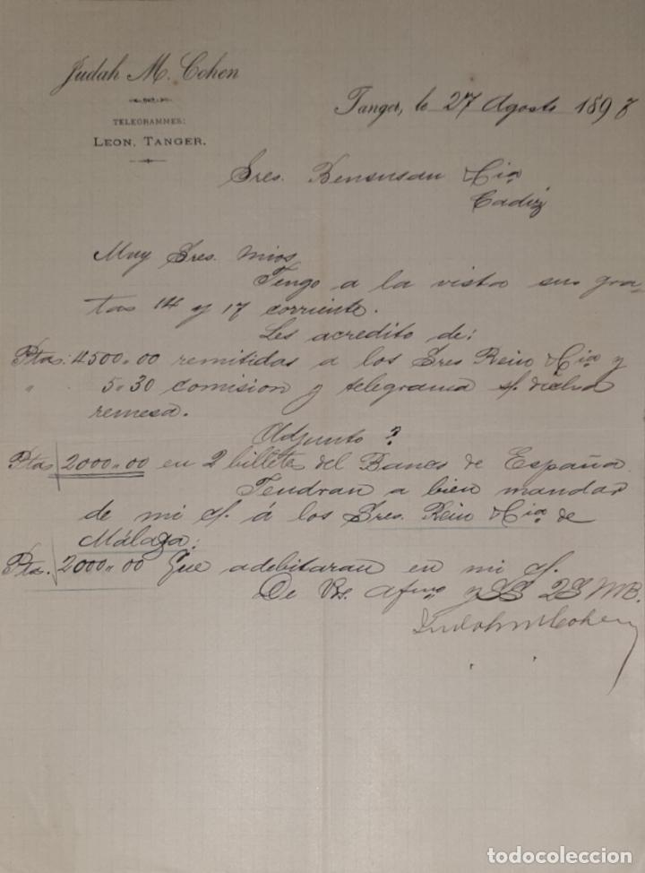 Cartas comerciais: Carta comercial. Judah M. Cohen. T&aacute;nger 1897