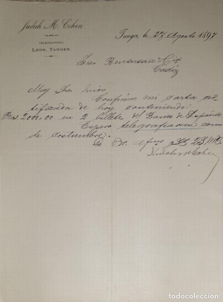 Cartas comerciais: Carta comercial. Judah M. Cohen. T&aacute;nger 1897