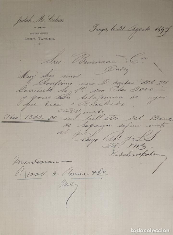 Cartas comerciais: Carta comercial. Judah M. Cohen. T&aacute;nger 1897