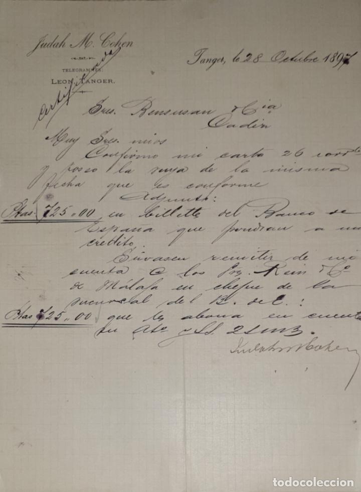 Cartas comerciales: Carta comercial. Judah M. Cohen. T&aacute;nger 1897