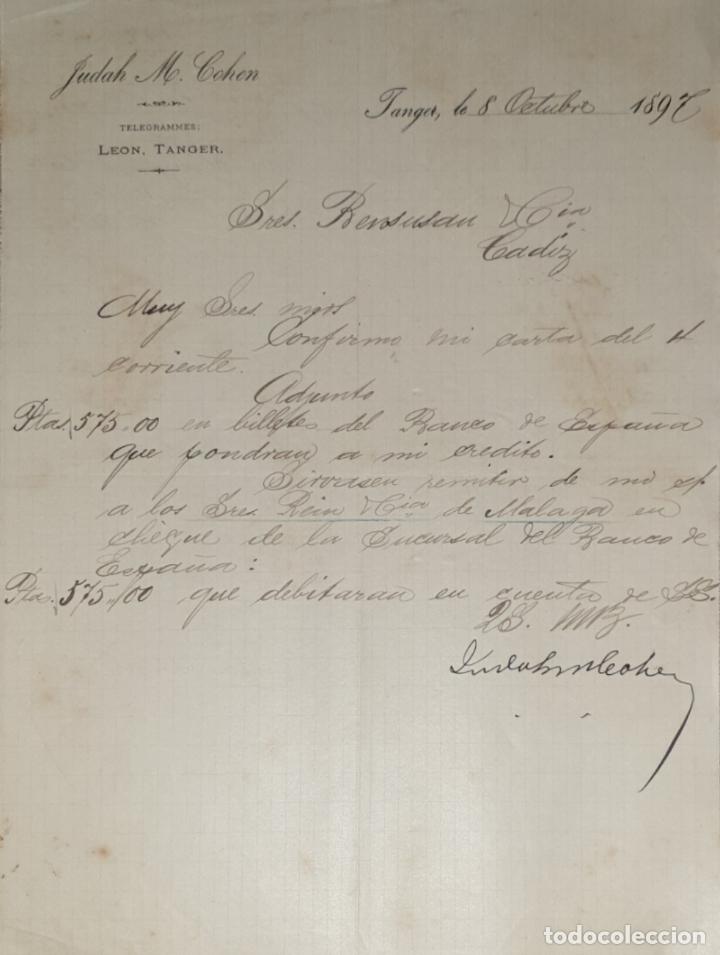 Cartas comerciais: Carta comercial. Judah M. Cohen. T&aacute;nger 1897