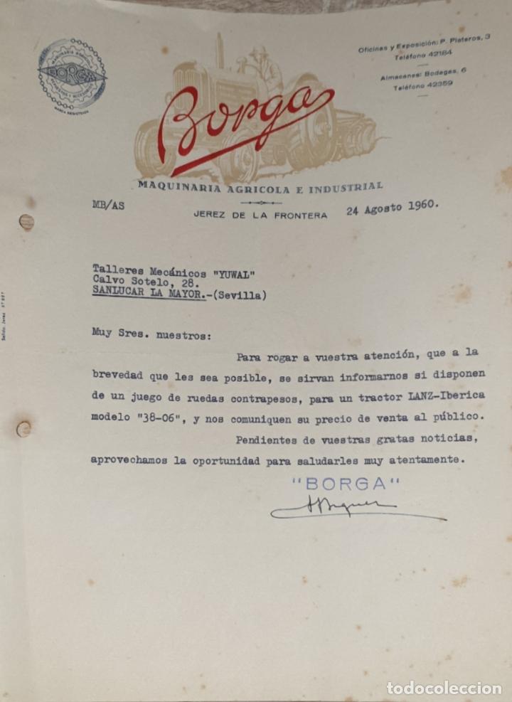 Cartas comerciais: Carta comercial. Borga. Maquinaria Agricola e Industrial. Jerez de la Frontera. Espa&ntilde;a 1960