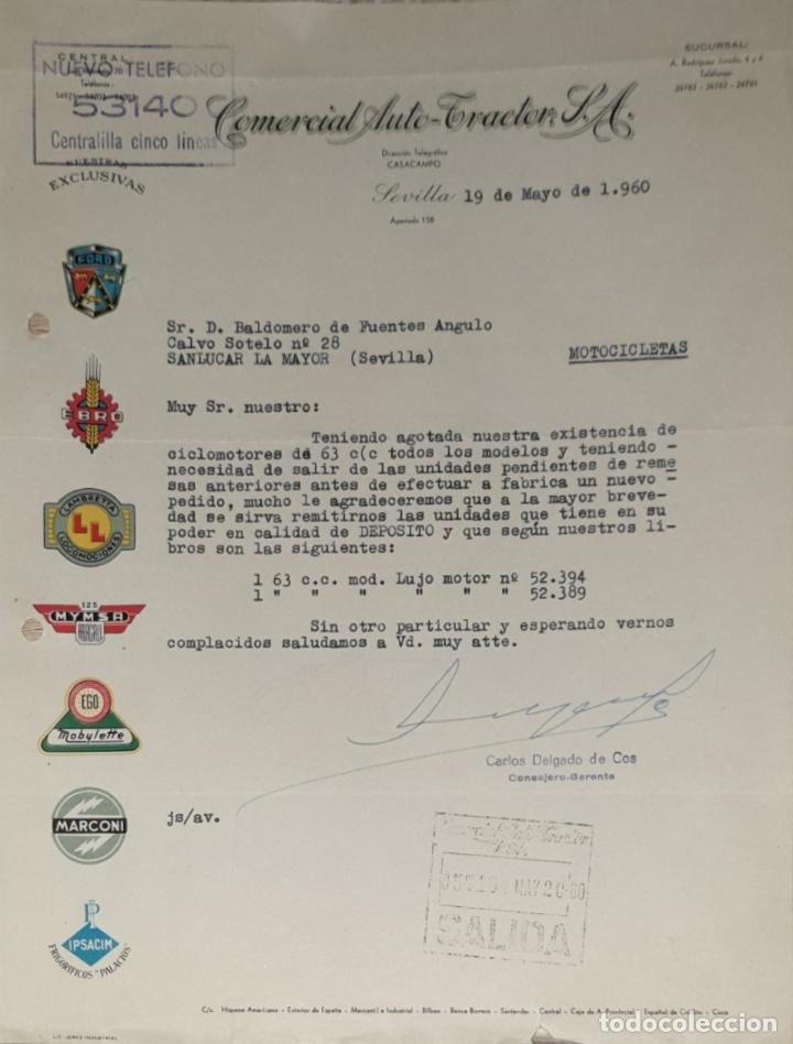 Cartas comerciais: carta comercial. Comercial Auto-Tractor S.A. Sevilla. Espa&ntilde;a 1960
