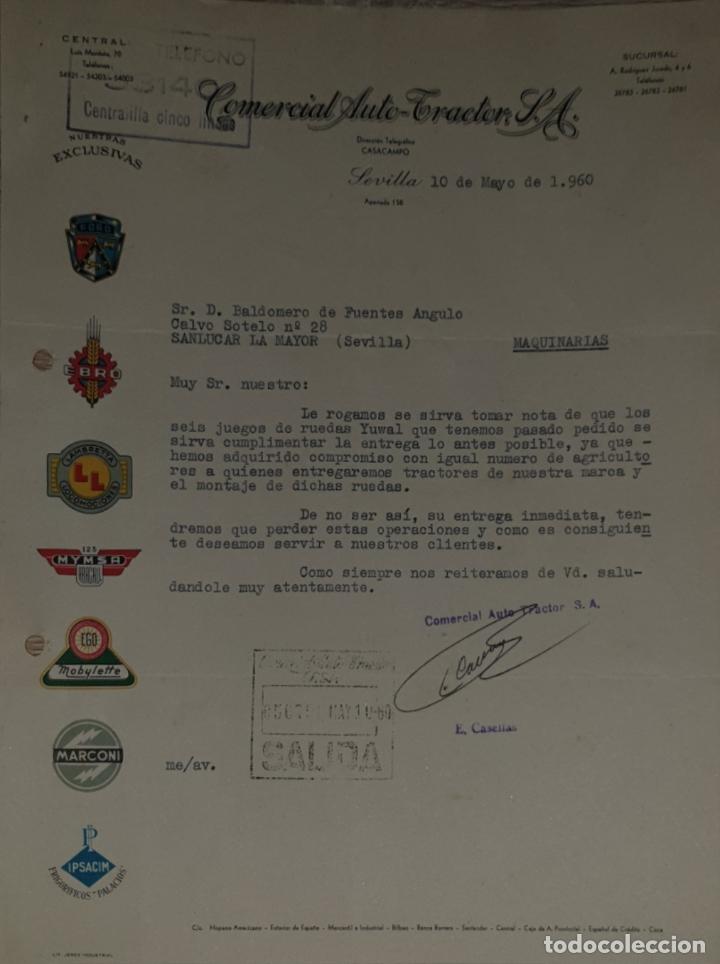 Cartas comerciais: carta comercial. Comercial Auto-Tractor S.A. Sevilla. Espa&ntilde;a 1960