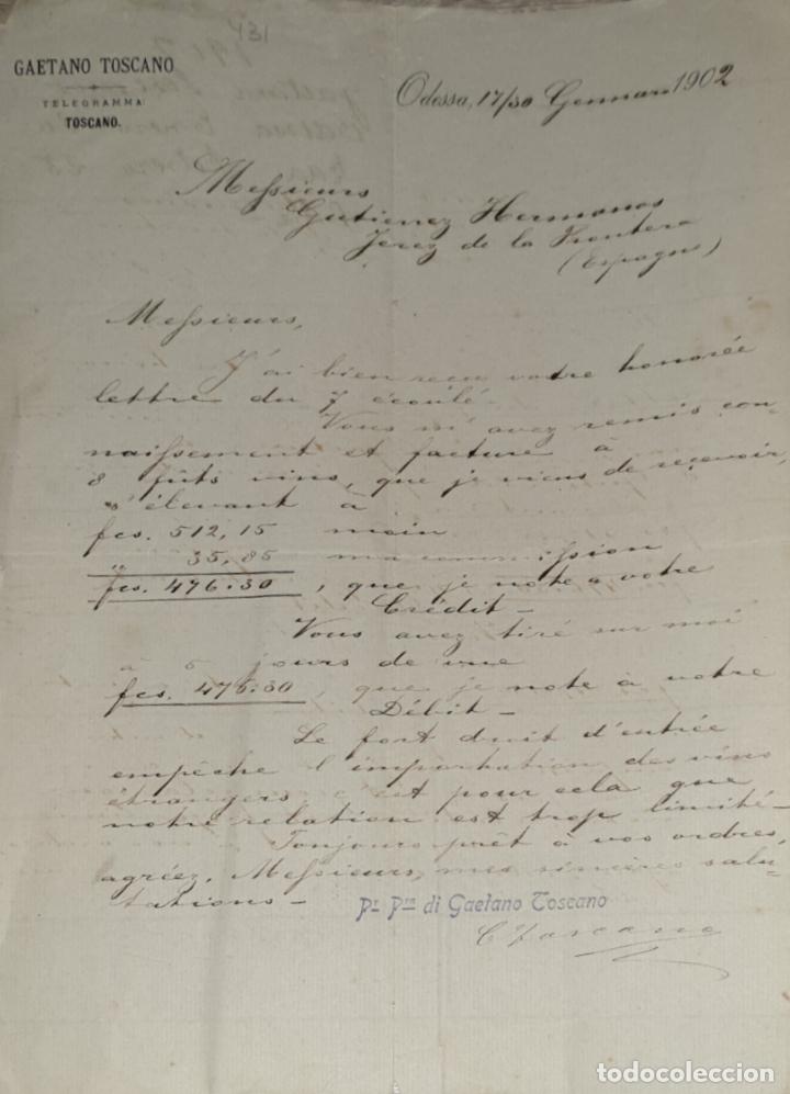 Cartas comerciais: Carta comercial. Gaetano Toscano. Odessa. Ucrania 1902