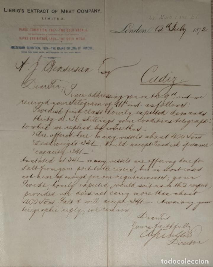 Cartas comerciais: Carta comercial. Liebig&acute;s Extract of Meat Company Limited. London 1872