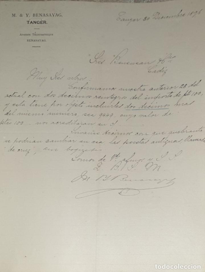 Gesch&auml;ftsbriefe: Carta comercial. M.&Y. Benasayag. Tanger 1897